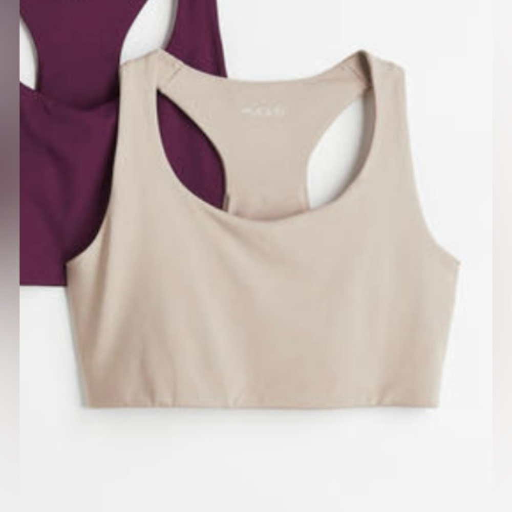 H&M Seamless Racerback Sports Bra in Beige and Plum